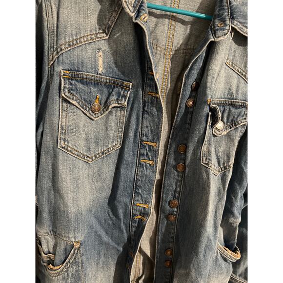 Free People Moon Child Distressed Denim Jacket – Size XS - Picture 2 of 5